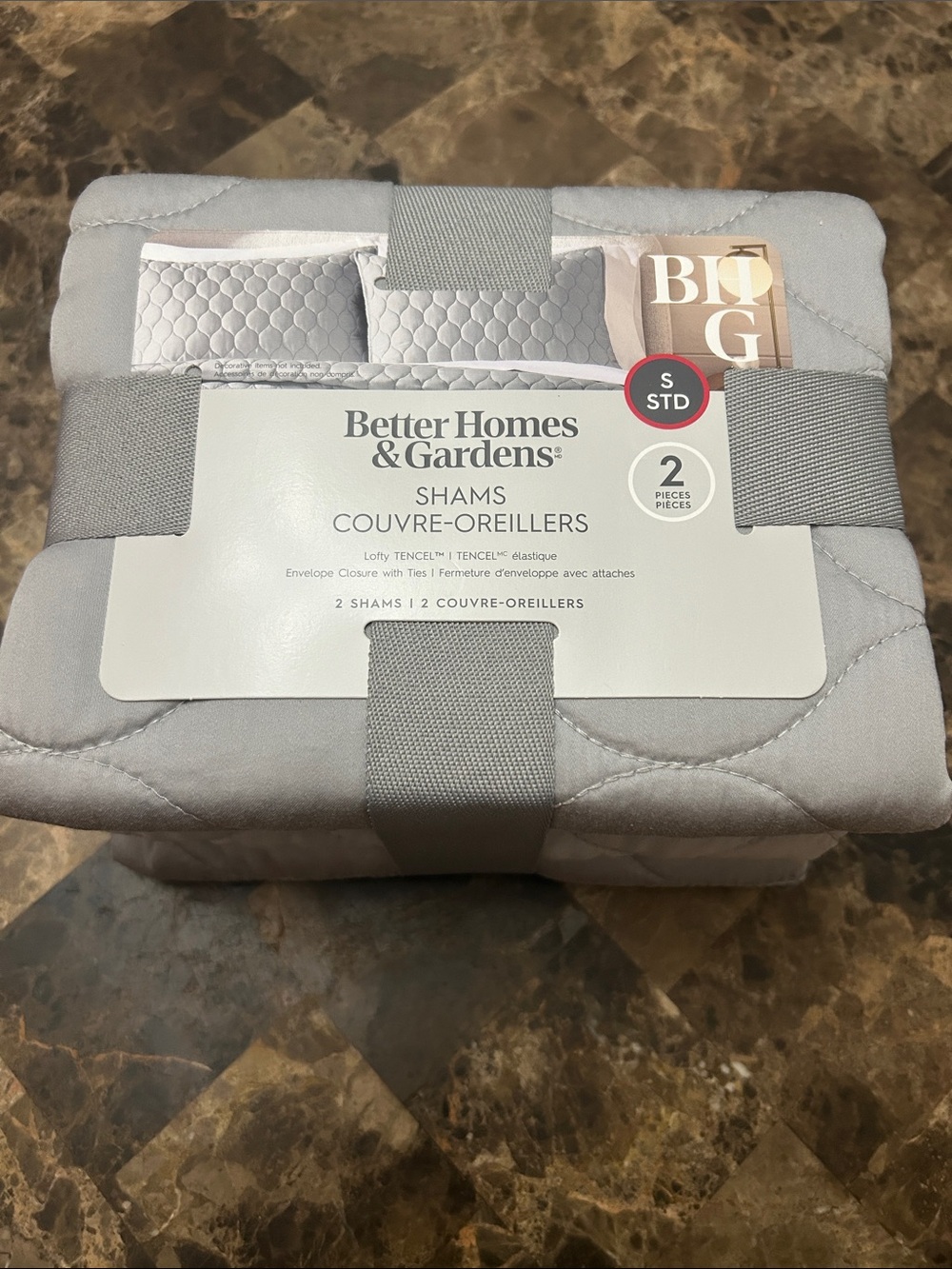 NWT 🆕 Better Homes & Gardens Light Gray Quilted Pillow Shams - Set of 2